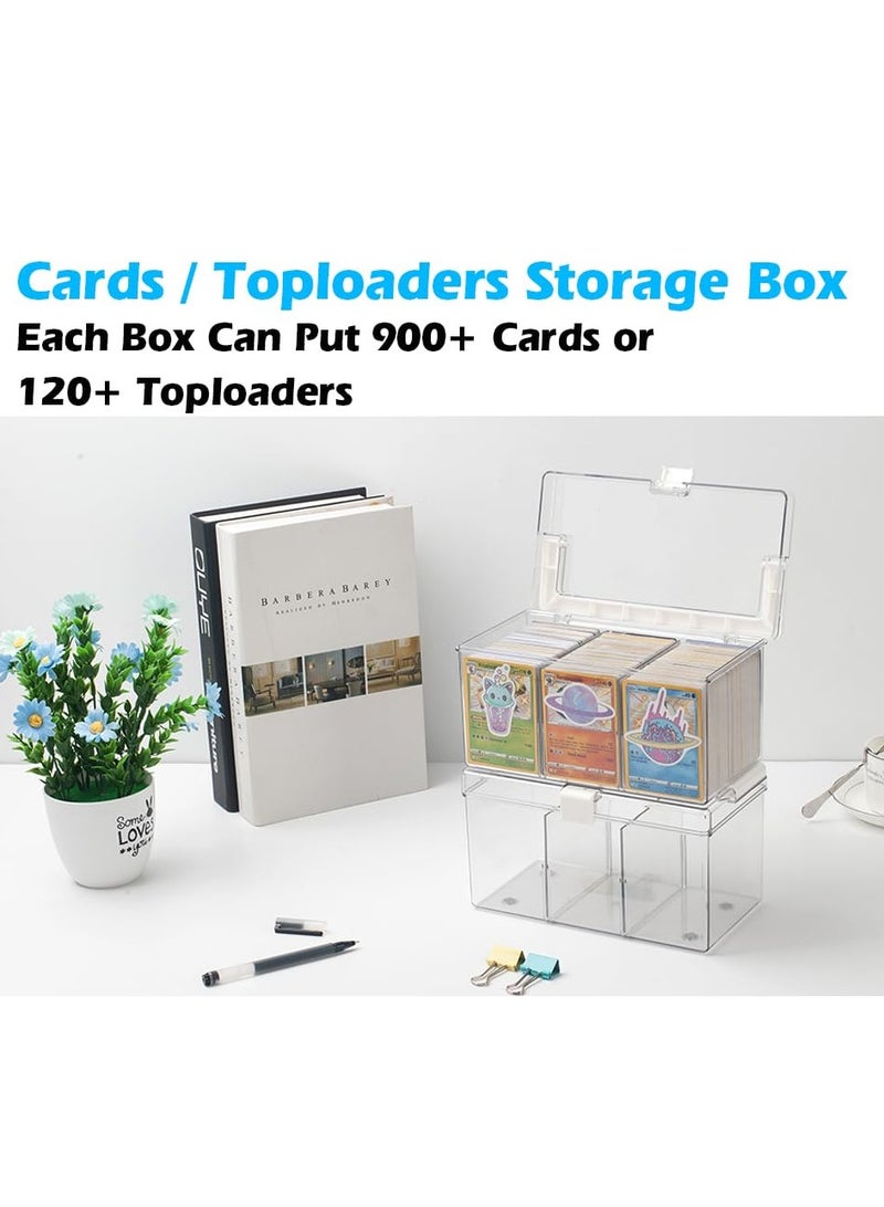 Trading Card Storage Box with Handles Large Capacity Clear Plastic Playing Card Case for 900 Cards 120 Toploaders Toploader Storage Box with Removable Dividers Fit for Standard Card Gift for Kid - Image 3