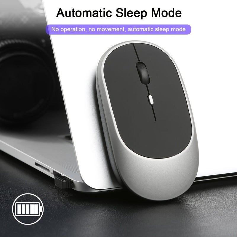 Dual Color Wireless Mouse 2.4G BT Dual Mode Rechargeable Battery Ergonomic Design Left Right Hand Portable Ultra Thin for Laptop Windows Computer Gaming Office Entertainment Grey - Image 1