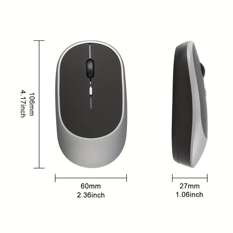 Dual Color Wireless Mouse 2.4G BT Dual Mode Rechargeable Battery Ergonomic Design Left Right Hand Portable Ultra Thin for Laptop Windows Computer Gaming Office Entertainment Grey - Image 2