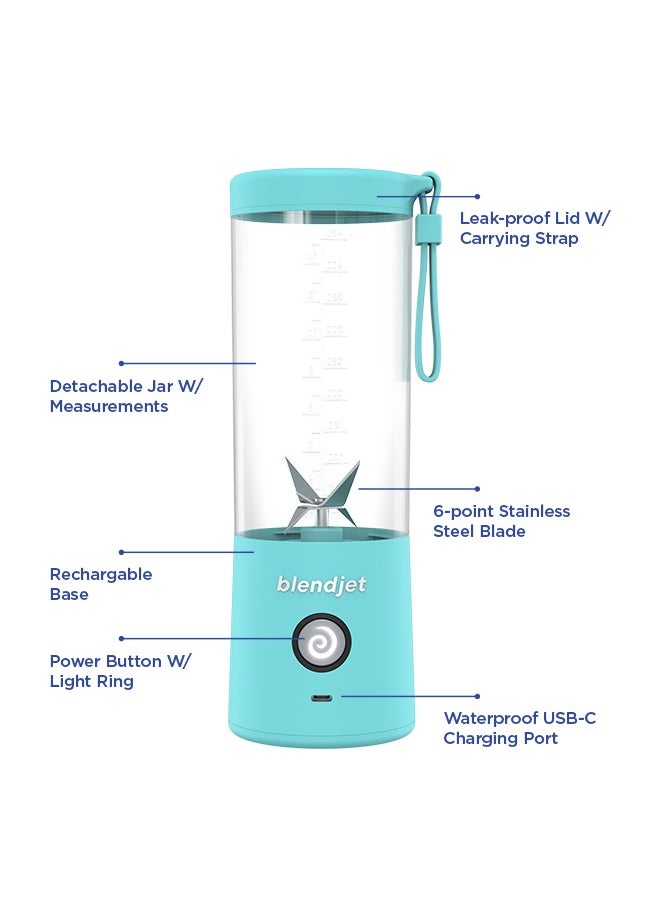 بليندجيت - خلاط V2 المحمول، خلاط شخصي، خلاط فواكه، عصارة مانعة للتسرب، زجاجة رياضية 475 مل 200 وات خالية من البيسفينول، قابلة لإعادة الشحن عبر USB-C، كسارة ثلج مع شفرات من الفولاذ المقاوم للصدأ - أزرق سماوي - Image 1