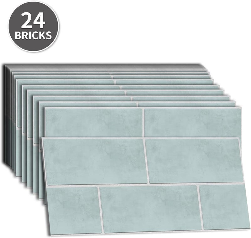 Alwayspon Vinyl Floor Wall Tile Sticker, Non-slip Sticky Back Tile Decals for Kitchen Bathroom Self-adhesive Peel and Stick PVC Floor Sticker DIY, Seafoam Green, 30cmX15cm X24Pcs Set - Image 4