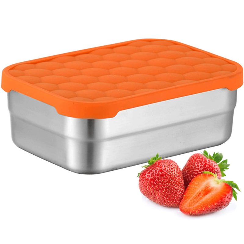 AORAKI Stainless Steel Containers with Lids, Lunch Box Container with Leak Resistant Silicone Lid, Food Storage Bento Box for Snacks, Sandwiches, Fruits, Vegetables, 25oz - Image 1
