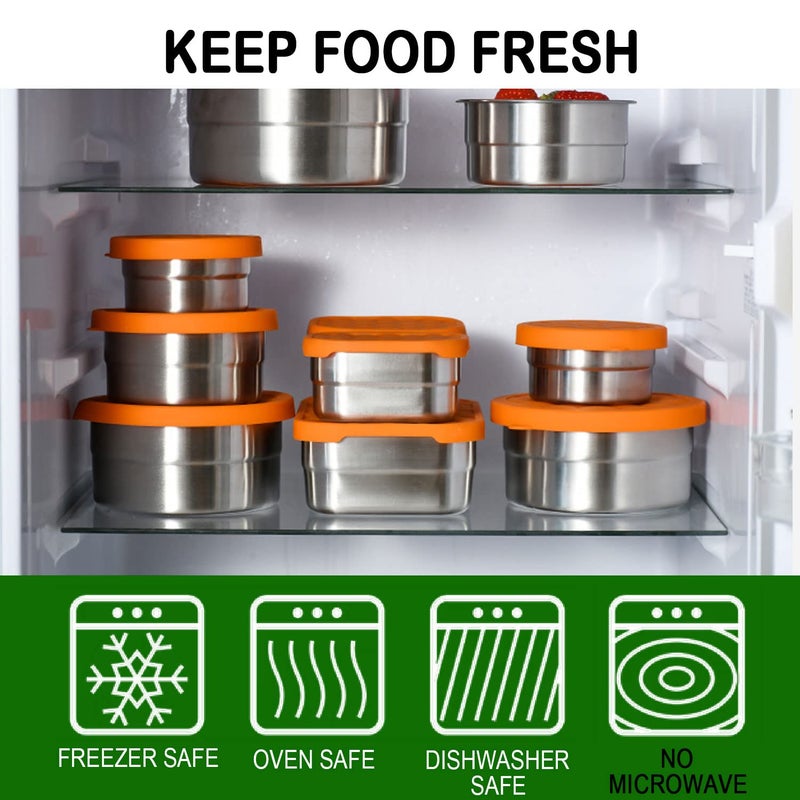 AORAKI Stainless Steel Containers with Lids, Lunch Box Container with Leak Resistant Silicone Lid, Food Storage Bento Box for Snacks, Sandwiches, Fruits, Vegetables, 25oz - Image 5