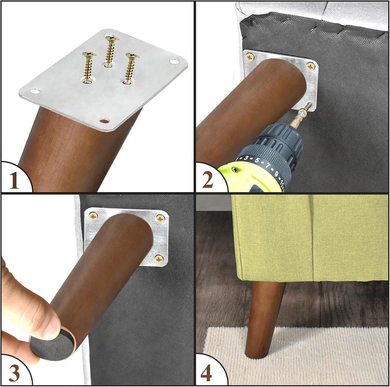 AORYVIC Wood Furniture Legs 6 inch Angled Couch Legs Slanted Sofa Replacement Legs for Dresser, Cabinet, Futon, Bench - Image 3