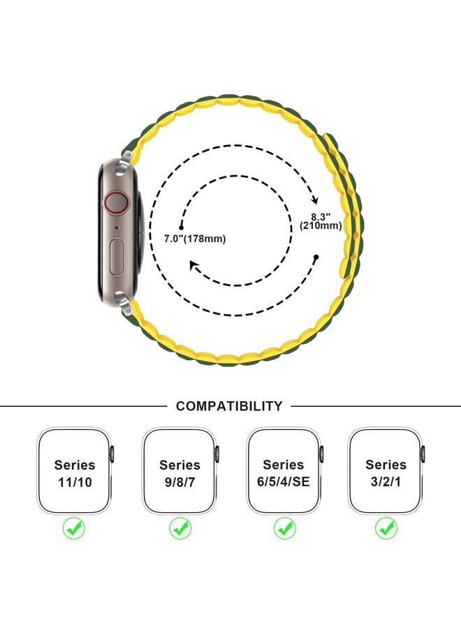 Anlinser Magnetic Straps Compatible with Apple Watch Strap 49mm 46mm 45mm 44mm 42mm 41mm 40mm, Double Side Reversible Band for iWatch Ultra 2 Series 10/9/8/7/6/SE (49/46/45/44/42, Green/Yellow) - Image 4
