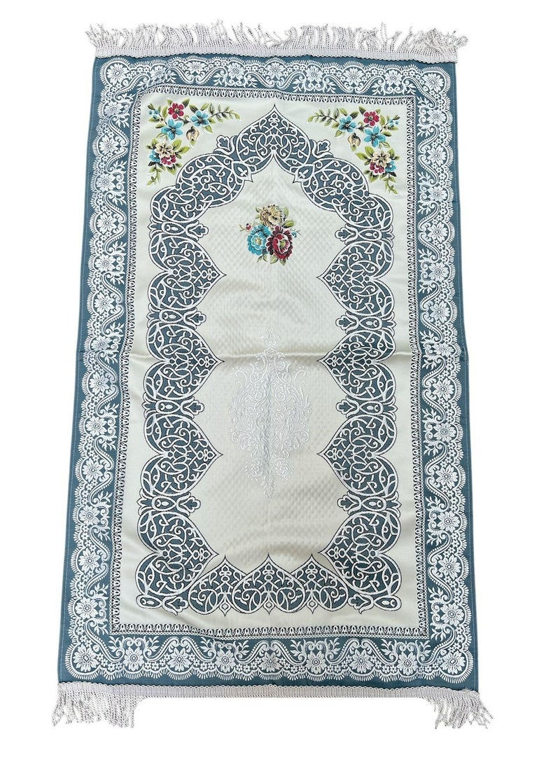 Sky Shine Blue Floral Arch – Premium Turkish Prayer Mat (Ceken Kalibli-D) - Image 1