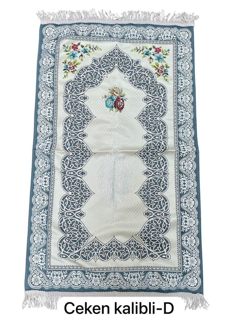 Sky Shine Blue Floral Arch – Premium Turkish Prayer Mat (Ceken Kalibli-D) - Image 2