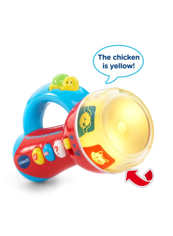vtech Spin & Learn Color Flashlight Toy with Light-Up Colors, Music & Animal Sounds for Babies - Image 3