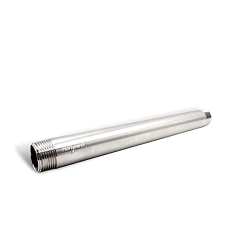 Horiznext stainless steel 304 pipe nipple npt 1” male threaded cast fitting, 12 inches length tube sleeve extension connector, schedule 40 conduit hose adapter - Image 1