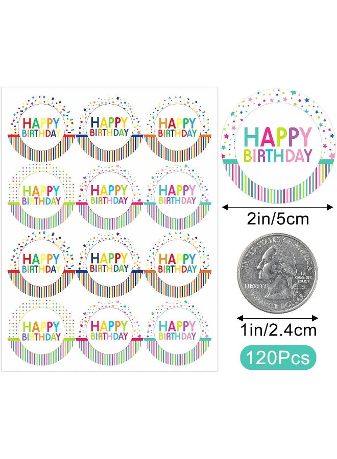 Anwyll Happy Birthday Stickers, 2 Inch Birthday Party Favors Present Stickers, 120 Pcs Circle Gift Stickers, Self-Adhesive Seals Labels for Birthday,Baby Shower, Gift Bags,Gift Wrapping,Envelope - Image 2