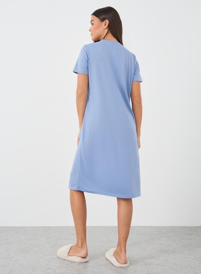 Styli Solid Short Sleeve Sleep T-Shirt Dress - Image 4