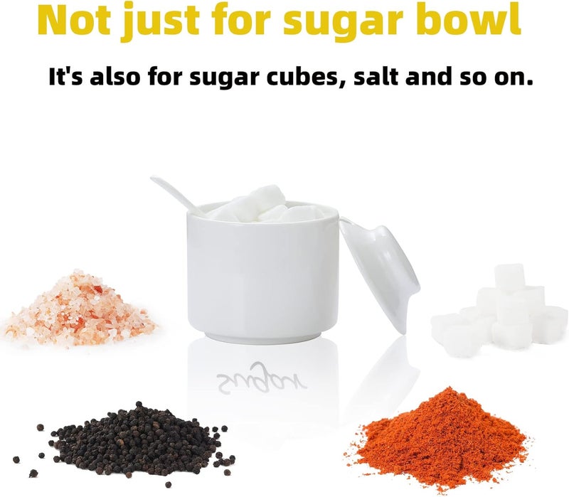 ONTUBE Ceramic Sugar Bowl with Lid and Spoon,Porcelain Seasoning Box Salt Bowl,8oz - Image 5