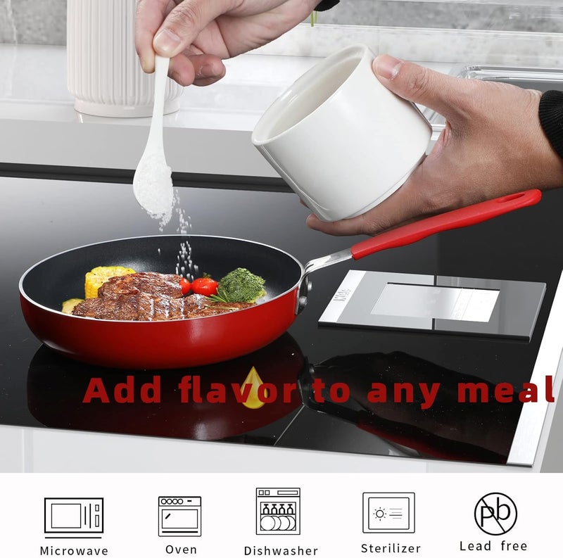ONTUBE Ceramic Sugar Bowl with Lid and Spoon,Porcelain Seasoning Box Salt Bowl,8oz - Image 3