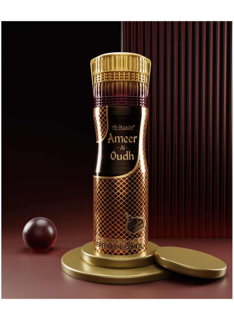 Al Nuaim Al-Nuaim Ameer Al Oudh Alcohol Free Deodorant for Men & Women - 200ml | Long Lasting Body Spray - Image 2