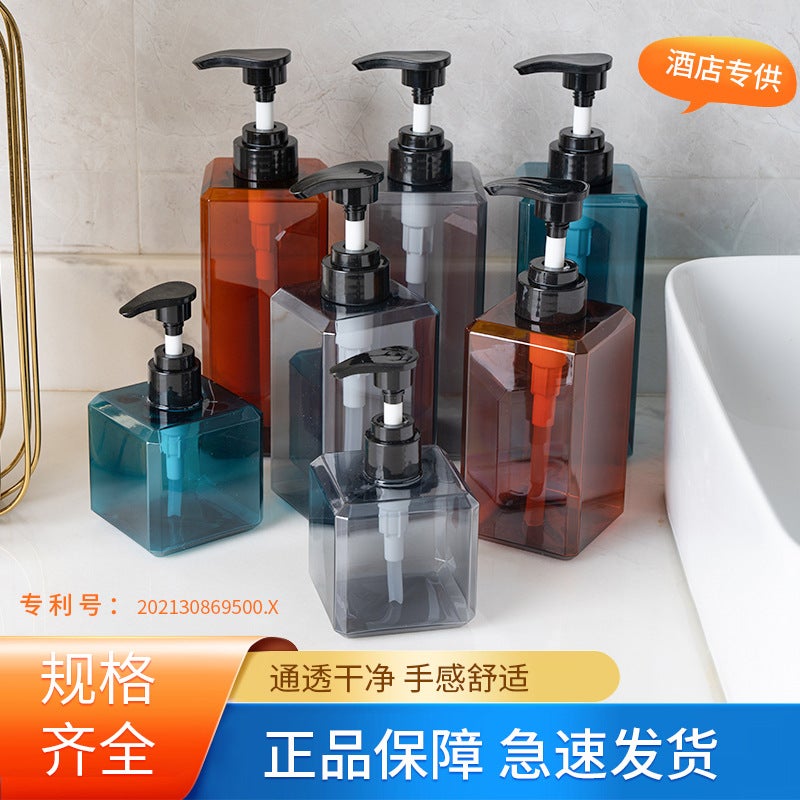 Press Shampoo Shower Gel Hand Sanitizer Empty Bottle Large Capacity Angular Bottle Lotion Bottle - Image 2