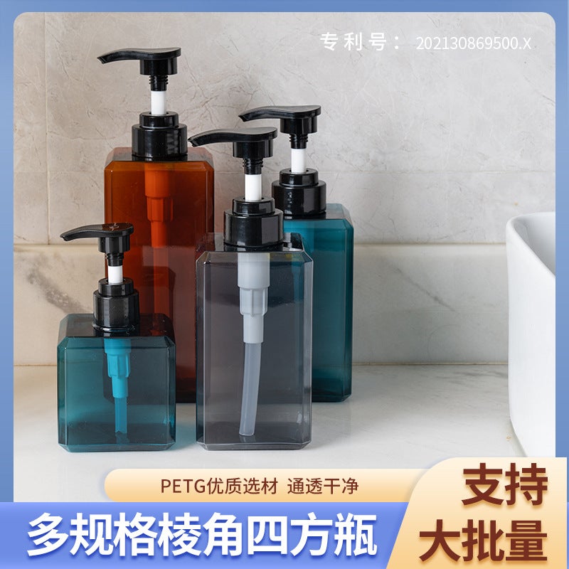 Press Shampoo Shower Gel Hand Sanitizer Empty Bottle Large Capacity Angular Bottle Lotion Bottle - Image 3