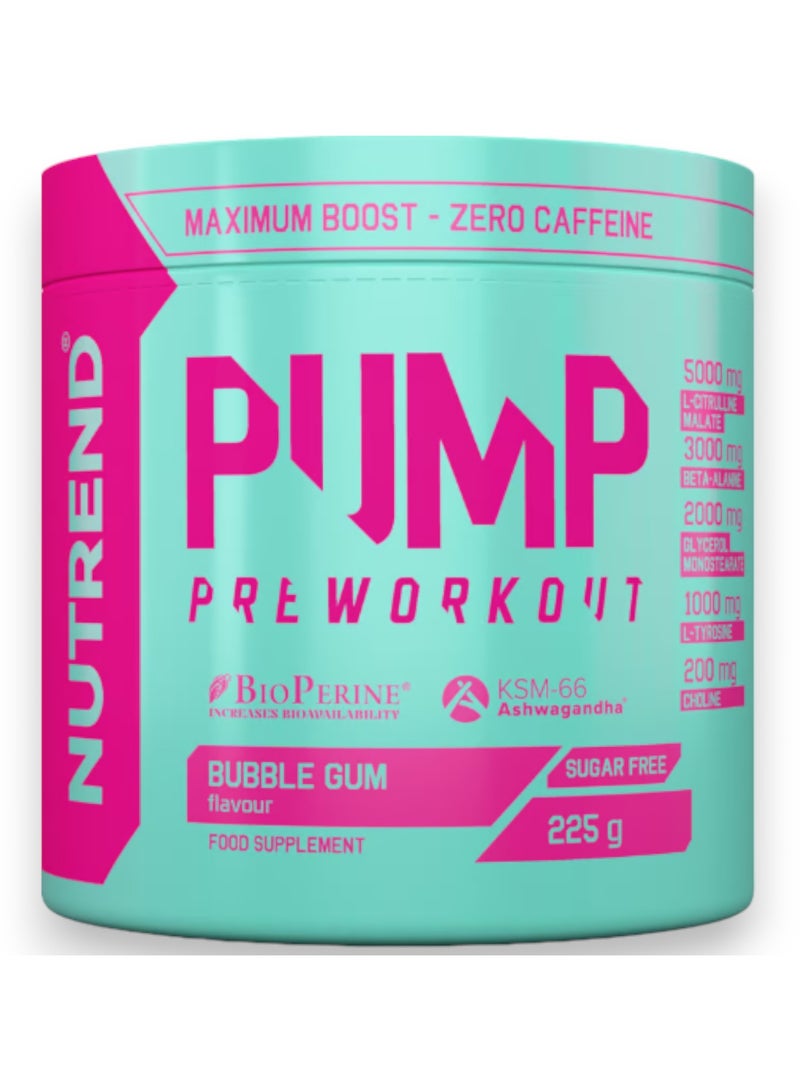 NUTREND Pump Pre Workout, Bubble Gum Flavour, 225g