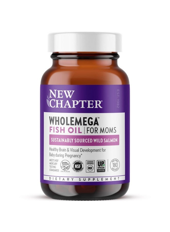 New Chapter Wholemega for Moms Fish Oil Supplement - Prenatal DHA with Omega-3 + Vitamin D3 for Prenatal & Postnatal Support - 180 ct, 500mg Softgels - Image 1