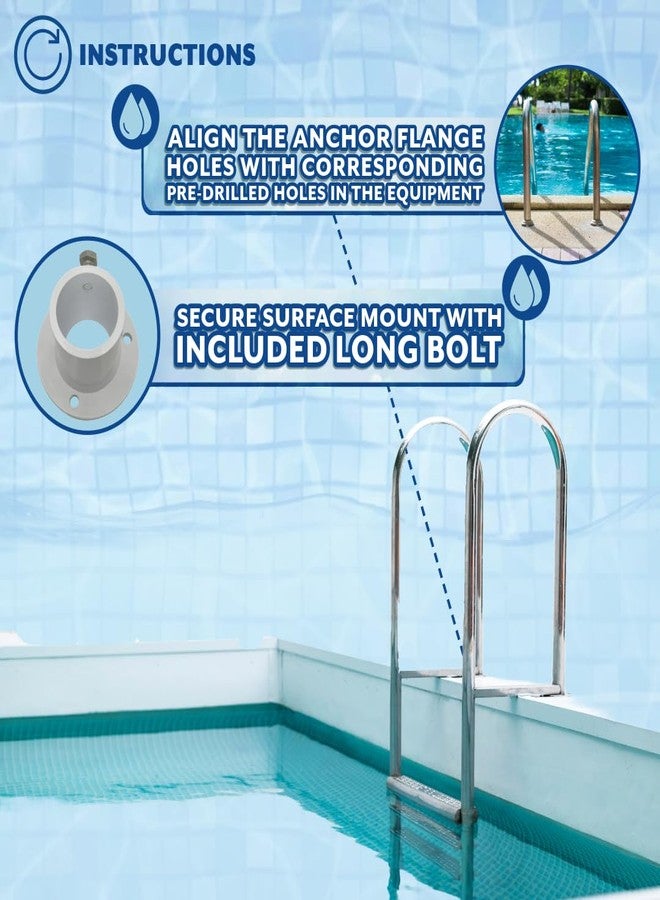 Poolzilla 4-Pack Deck Anchor Flange in White, Diameter of 1 1/2", Made of High Grade Cast Aluminum - Image 4