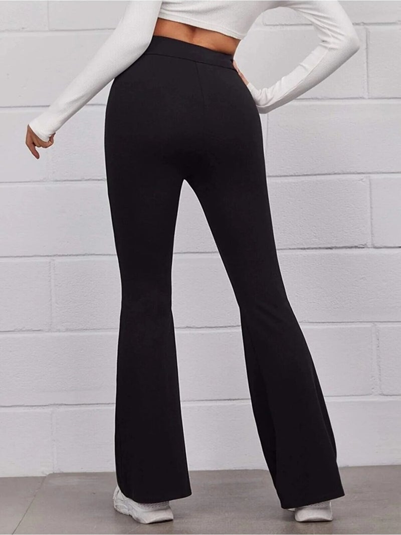 Swana Black High Waist Steel Knitted Spanish Leg Slimming Leggings - Image 3