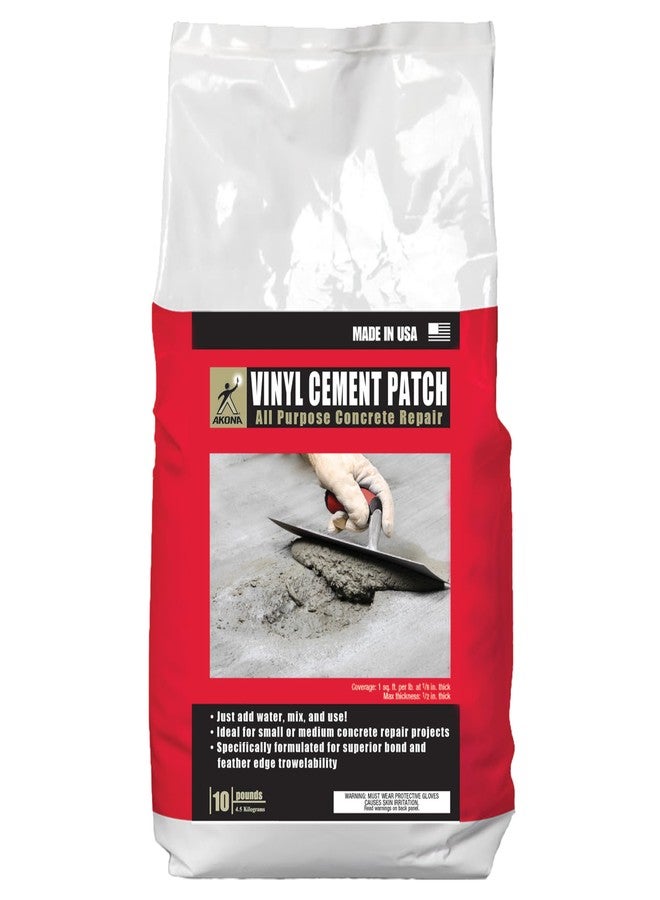 Akona Vinyl Cement Patch - Repair and Patch Concrete Surfaces, Fast-Drying, Ready-to-Use (10 Pound, 1) - Image 1