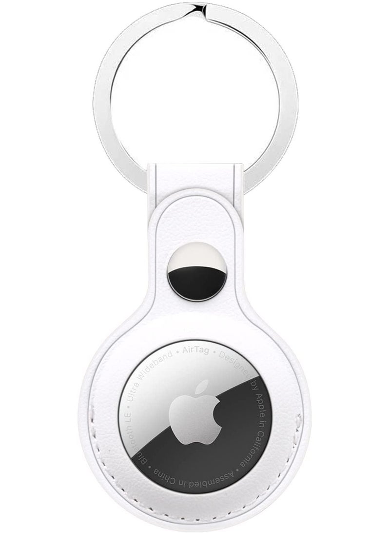 Rock Pow Leather Keychain Ring Protective Case Cover For AirTags Holder  - Image 1