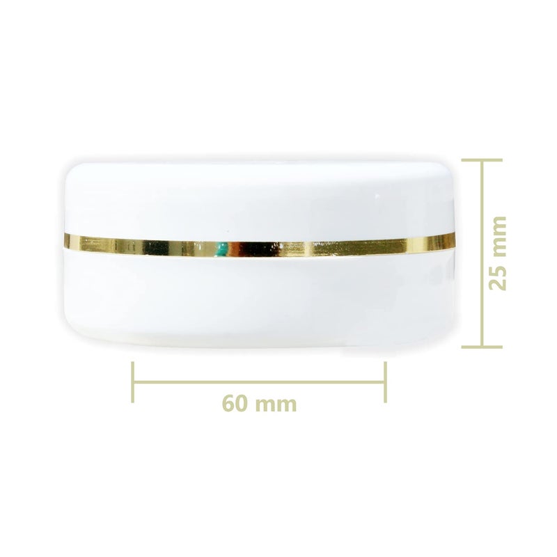 Myoc MYOC White Plastic Jar Storage Container with Dome Shape Golden Rim Portable Refillable  Reusable Cosmetic Empty Screw Cap Jar for Preparations of Face Cream Lip Balm Lotion Gel Each 50 GM Pack of 12  - Image 3