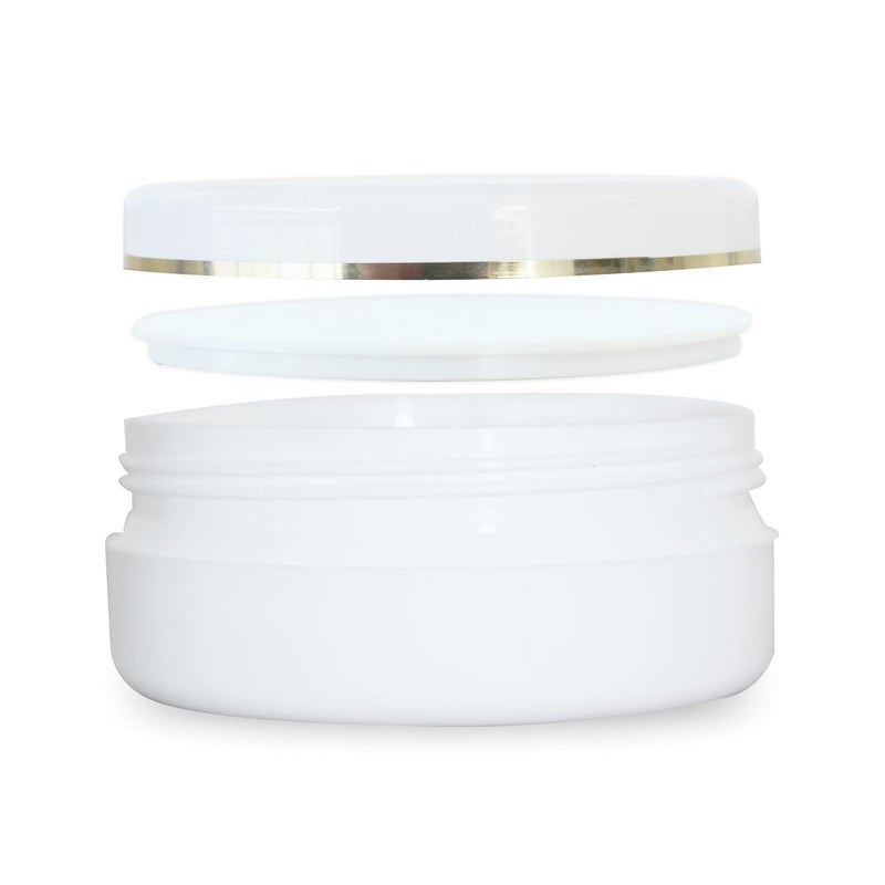 Myoc MYOC White Plastic Jar Storage Container with Dome Shape Golden Rim Portable Refillable  Reusable Cosmetic Empty Screw Cap Jar for Preparations of Face Cream Lip Balm Lotion Gel Each 50 GM Pack of 12  - Image 5