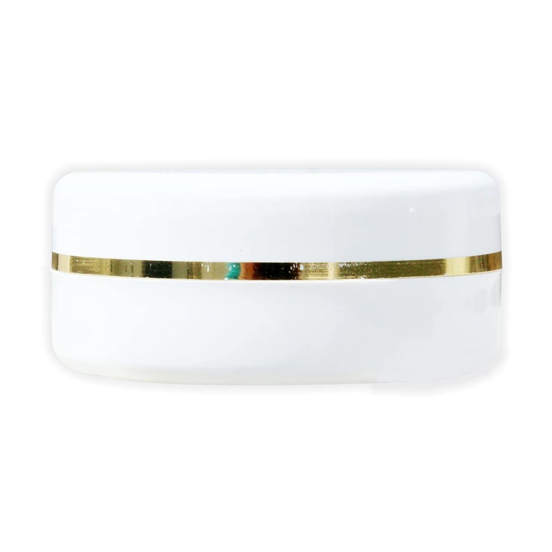 Myoc MYOC White Plastic Jar Storage Container with Dome Shape Golden Rim Portable Refillable  Reusable Cosmetic Empty Screw Cap Jar for Preparations of Face Cream Lip Balm Lotion Gel Each 50 GM Pack of 12  - Image 2
