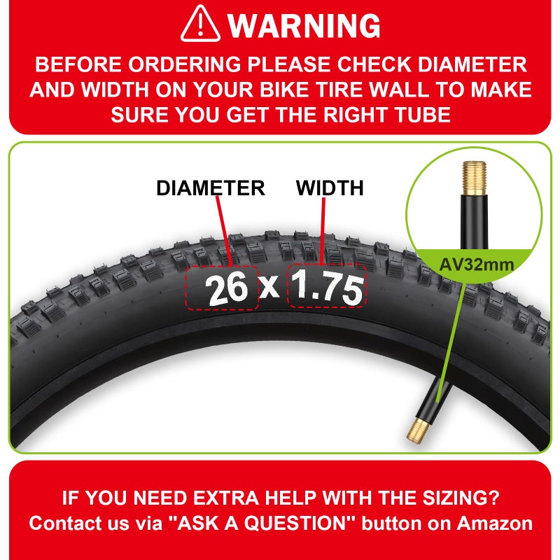 Hydencamm 2-Pack Bike Tubes 26" x 1.75/2.125 AV Valve, 26x2.125 Bicycle Tube Compatible with 26x1.75 26 x 1.95 26 x 2.10 26 x 2.125, 26" Bike Rubber Tubes for Road/MTB/City Bikes by Hydencamm (2 of One Size) - Image 2