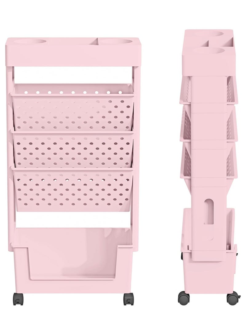 ميكسد 5 طبقة من فائدة الأداة المساعدة متعددة الوظائف رفوف كتب تخزين متحركة مع عجلات قابلة للقفل لدراسة مكتب غرفة المعيشة مطبخ المكاتب - Image 3