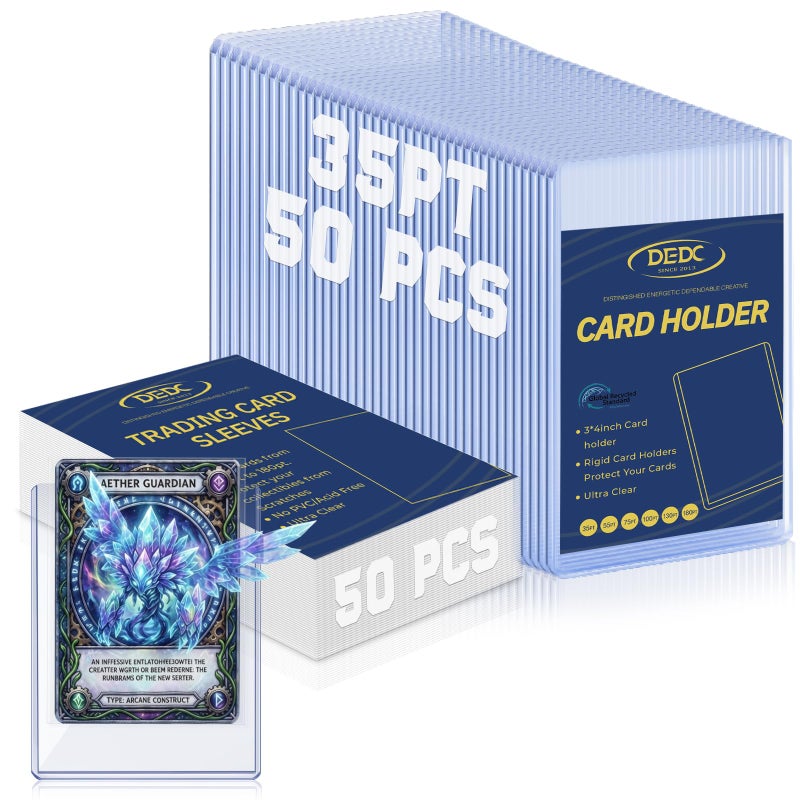 DEDC Toploaders and Soft Penny Sleeves Bundle, Rigid Hard Card Sleeves Protectors Compatible with Standard TCG/CCG Gaming Cards, Baseball Sports Cards & Photocards, Archival Safe, Enhanced Clarity - Image 1