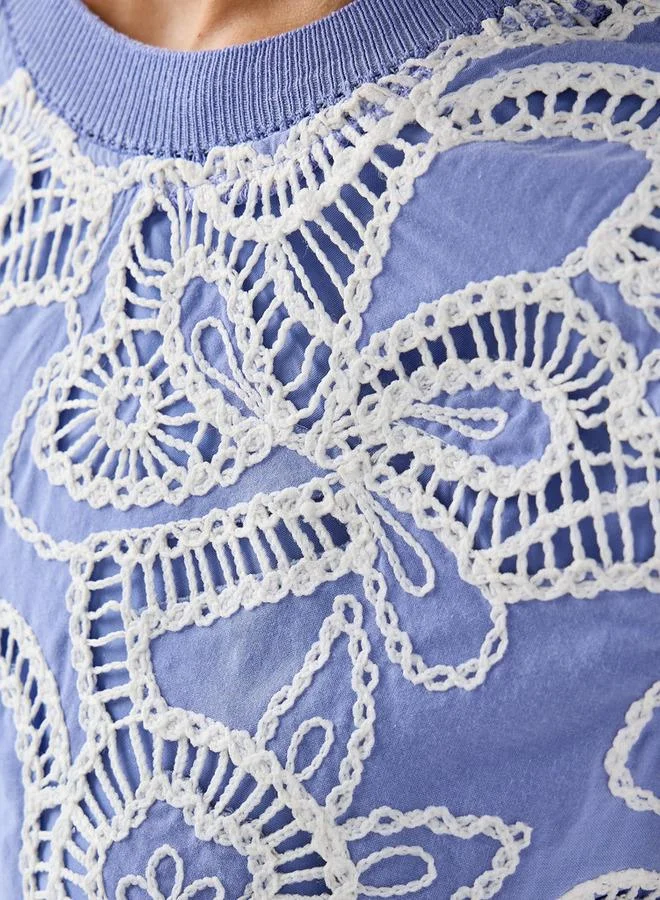 Iconic  Iconic Cotton Crop Top with Cutwork Embroidery for Women | Best Price UAE