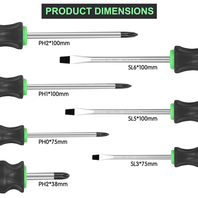 GURADESIGN 7-Piece Magnetic Screwdrivers Set, 4 Phillips and 3 Flat, Professional Cushion Grip Screwdriver Set - Image 2