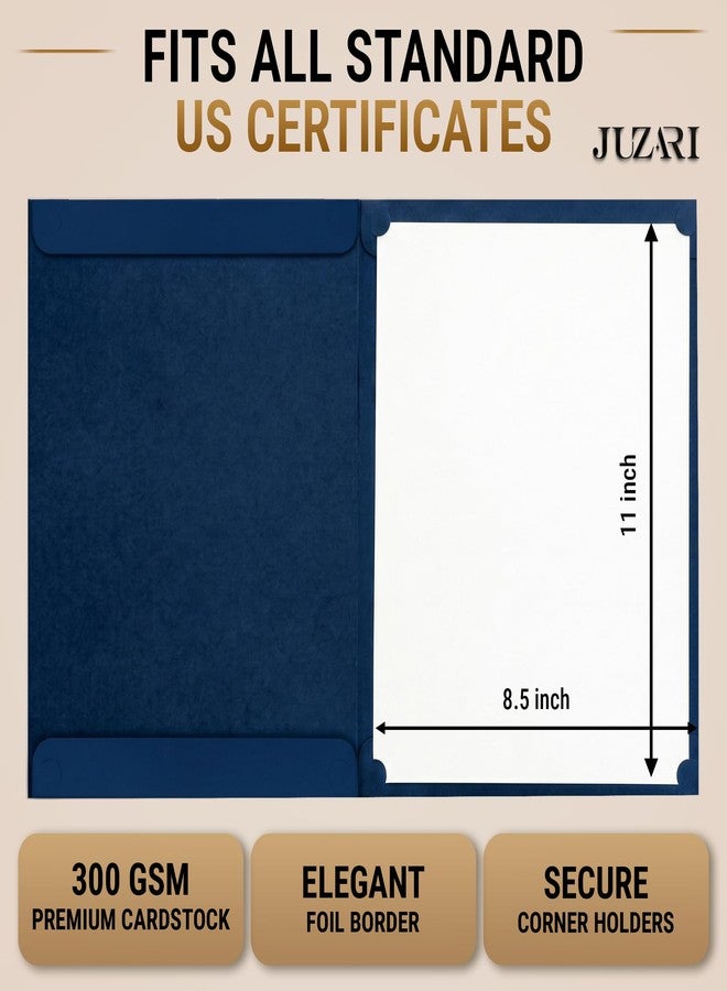 JUZARI 30 Pack Double Sided Certificate Holders 8.5x11 Blue - Heavyweight 300gsm Cardstock Diploma Holder - Dual Certificate Folder Letter Size Award Certificate for Graduation with Gold Foil Diploma Cover - Image 2