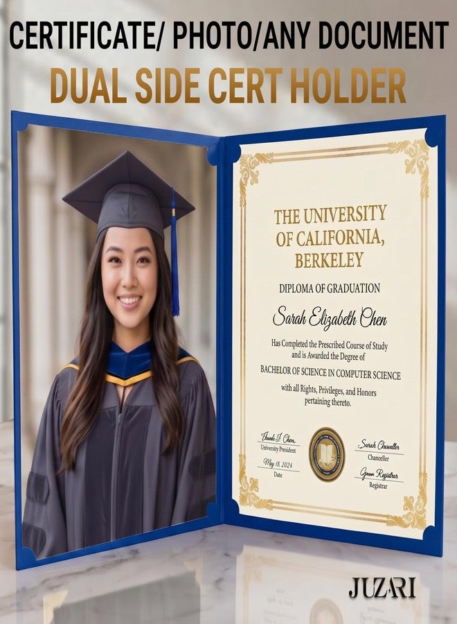 JUZARI 30 Pack Double Sided Certificate Holders 8.5x11 Blue - Heavyweight 300gsm Cardstock Diploma Holder - Dual Certificate Folder Letter Size Award Certificate for Graduation with Gold Foil Diploma Cover - Image 3