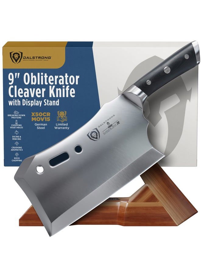 Dalstrong Gladiator Series R - Obliterator Meat Cleaver - 9" - with Stand and Sheath - Massive Heavy Duty - 7CR17MOV High Carbon Steel - 3lbs - 6mm Thick - Image 1