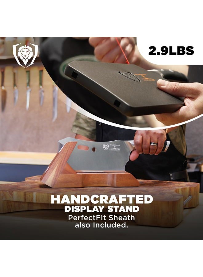 Dalstrong Gladiator Series R - Obliterator Meat Cleaver - 9" - with Stand and Sheath - Massive Heavy Duty - 7CR17MOV High Carbon Steel - 3lbs - 6mm Thick - Image 5