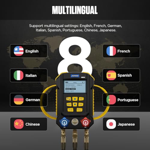 Autool جهاز قياس مانيفولد رقمي AUTOOL، مجموعة شحن المبرد HVAC 95، قياسات فراغ HVAC، ضغط HVAC، اختبار إحكام الهواء، أجهزة قياس رقمية HVAC متوافقة مع المبردات R1234YF و R134A و R404A، LM160 - Image 4