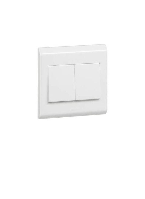 Legrand Belanko White - Single Pole Switch - 2 Gang 1 Way - 10A 250V - 617002