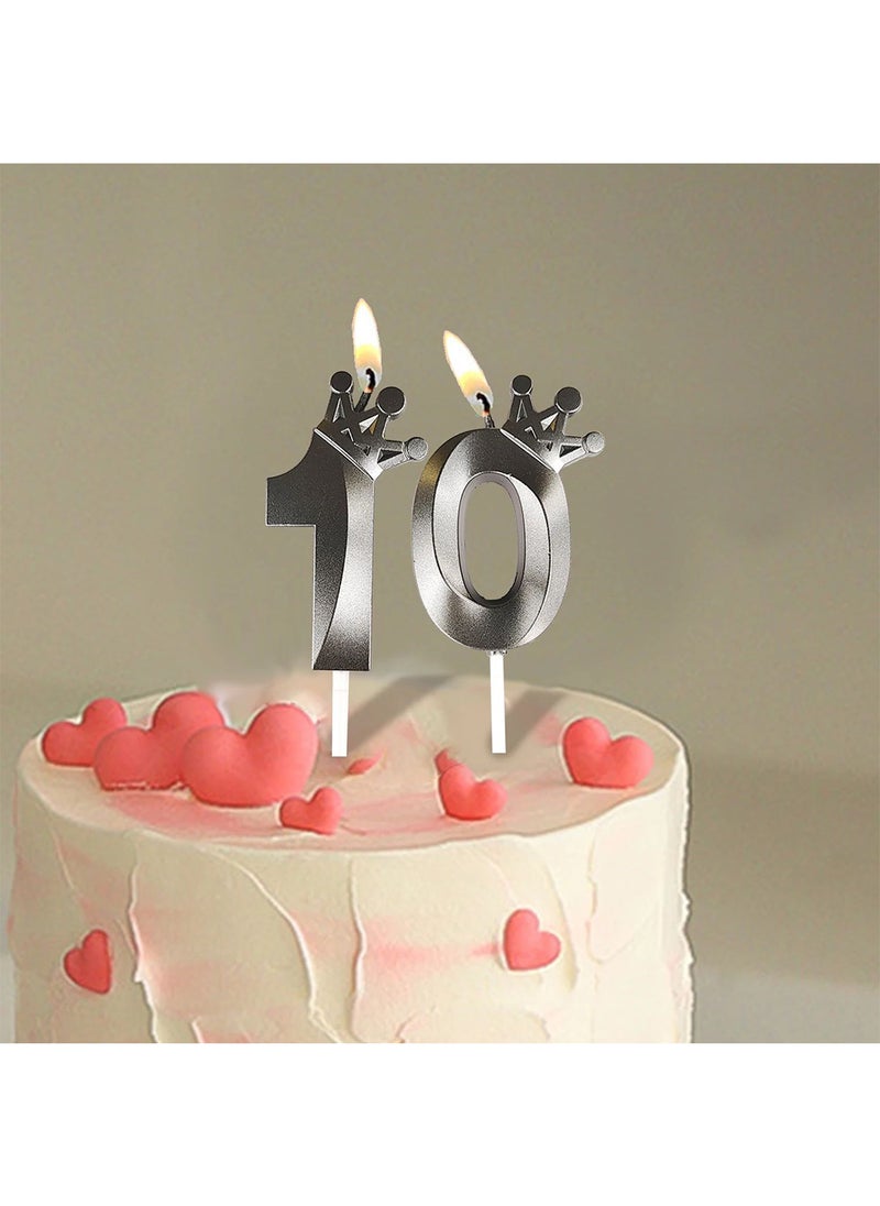 l&wen Crown Birthday Candles, Metallic Number Candles with Holders, Glitter Party Candles for Birthday, Wedding, Anniversary, Party Decorations (Number 9, Blue)  - Image 4