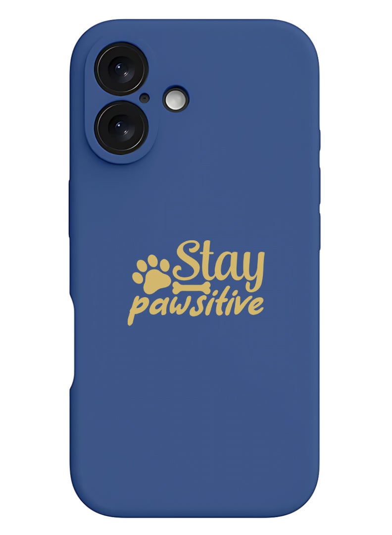 Theodor iPhone 16 Blue Protective Slim Fit Case Liquid Silicone Cover with Full Body Protection Anti-Scratch Shockproof Case For iPhone - Stay pawsitive - Image 1