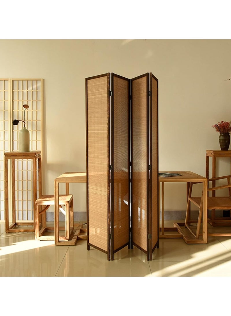 LINGWEI Room Devider Partition 4-Panel Folding Room Divider Screen – Bamboo Design, Freestanding Privacy Partition - Image 4