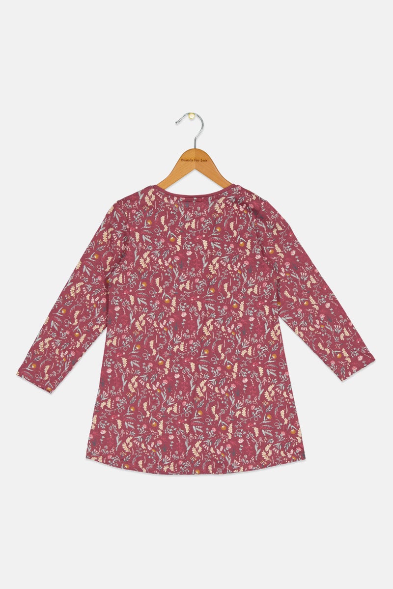 Sinsay فستان طويل الأكمام مزخرف بالأزهار للبنات، متعدد الألوان - Image 3