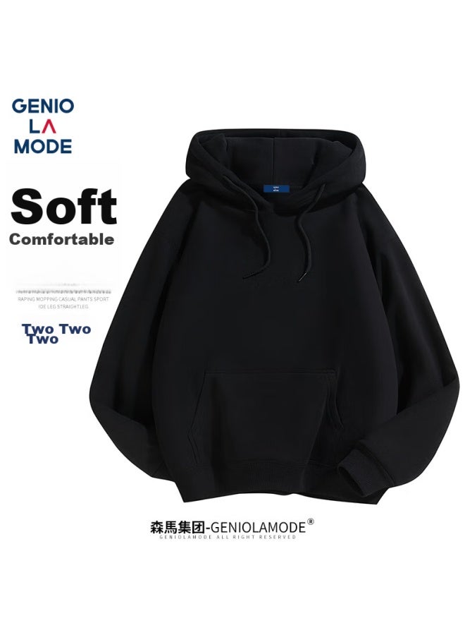 Geniolamode Men's Hoodie, Korean Style Simple Fashion Hooded Long-sleeve Sweatshirt, Classic Solid Color Casual Versatile Men's Top - Image 2