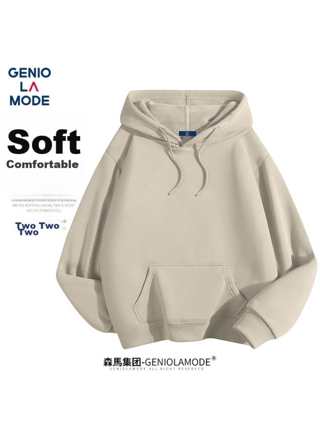 Geniolamode Men's Hoodie, Korean Style Simple Fashion Hooded Long-sleeve Sweatshirt, Classic Solid Color Casual Versatile Men's Top - Image 5
