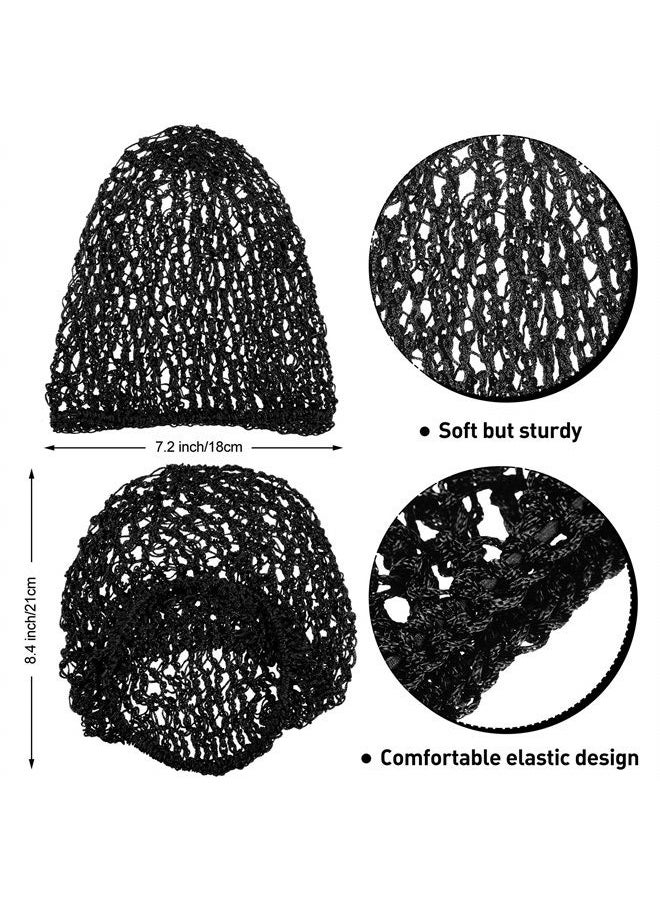 Waydress - 2 Pieces Mesh Hair Net Rayon Knit Snood Women Crocheted Sleep Cap (Black) - Image 1