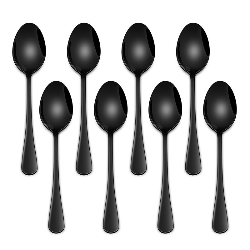 DEHOV 5.5 Inch Black Small Teaspoons,Set Of 8 Stainless Steel Coffee Spoons,Black Mini Spoons For Dessert,Cake,Durable Demitasse Spoon - Image 1