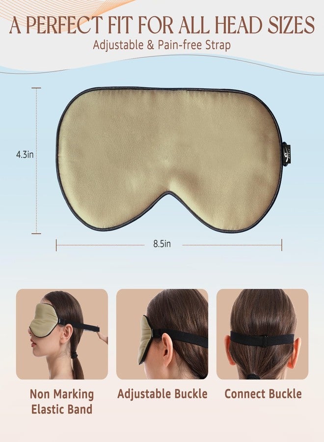 HiRui Silk Sleep Mask, 100% Natural Mulberry Silk of Double-Sided & Inner-Filling, Ultra-Smooth Soft, Adjustable Strap, Blocks Light for Night Sleeping, Travel, Office Naps - Gift Box (Khaki) - Image 5