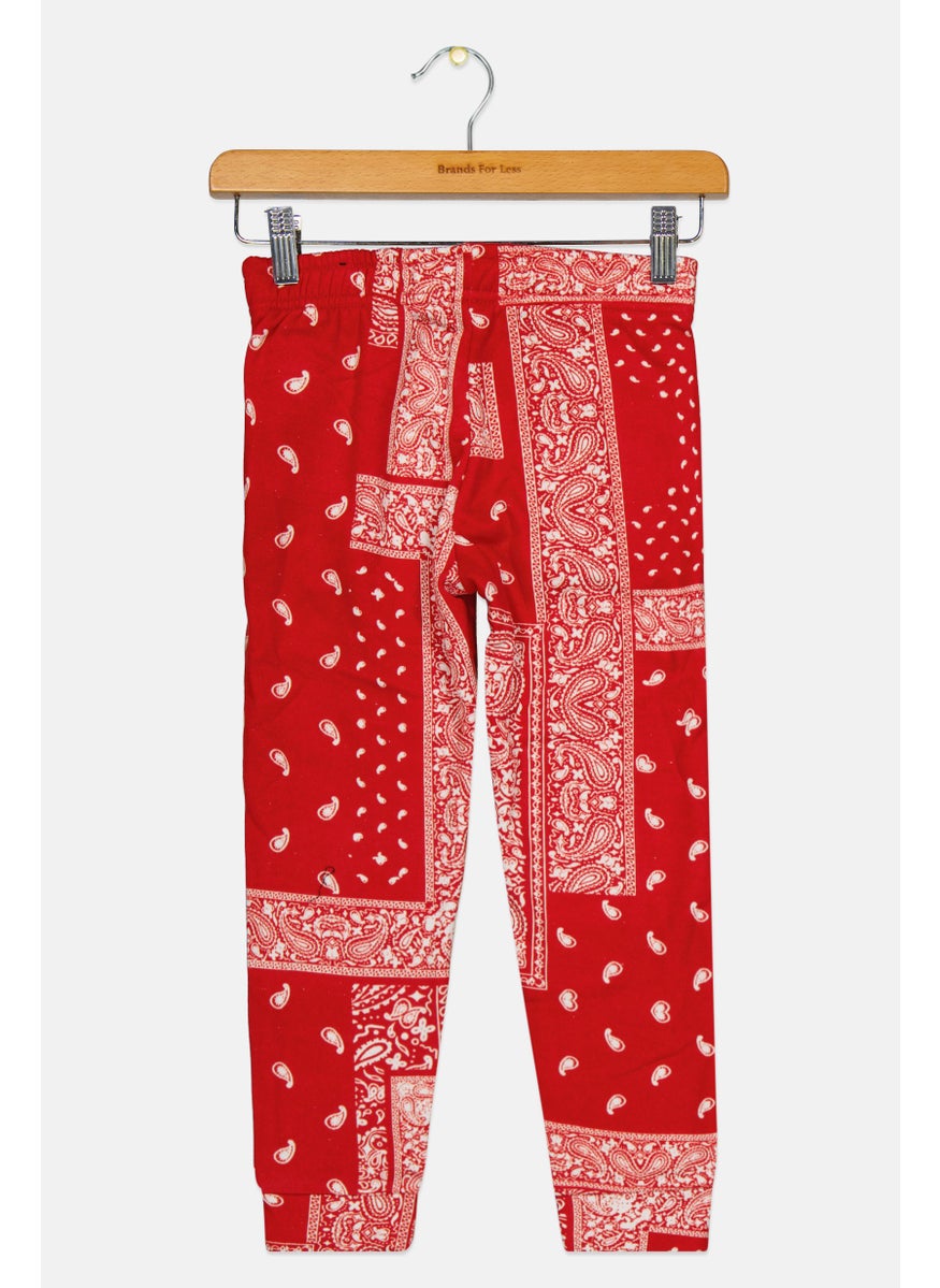 brooklyn - Kids Boy Paisley Print Sweatpants, Red - Image 1